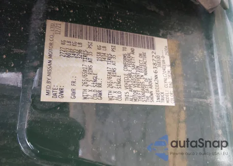 2022 Nissan Frontier Sv 4X4 из США, поврежденный, VIN 1N6ED1EK2NN638722